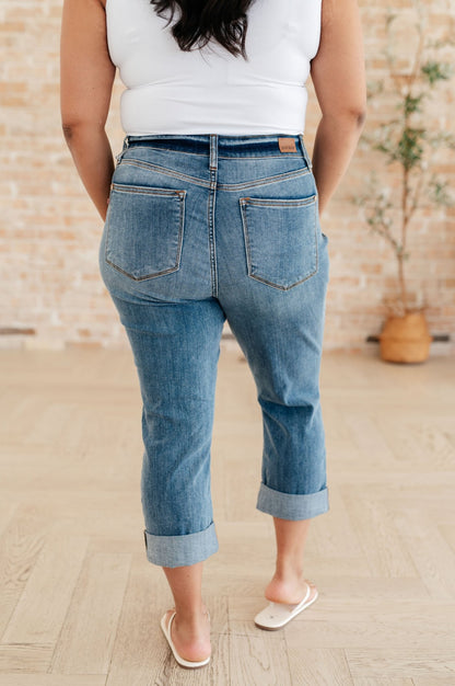 Laura Mid Rise Cuffed Skinny Capri Jeans - Driftwood Boutique