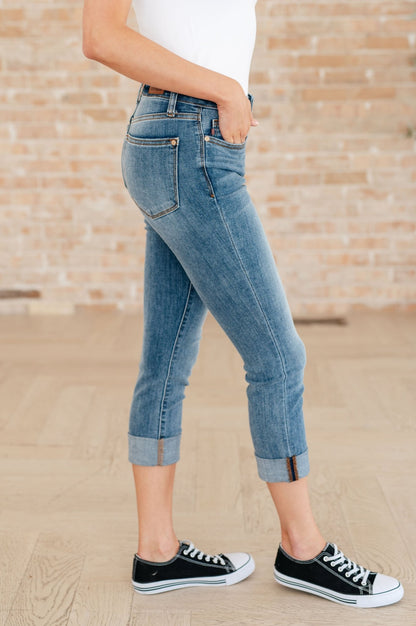 Laura Mid Rise Cuffed Skinny Capri Jeans - Driftwood Boutique