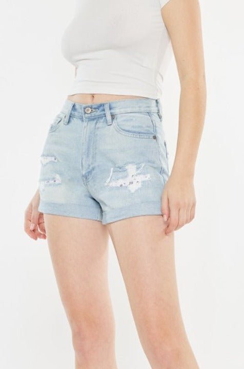 Layne High Rise Distressed Denim Mom Shorts - Driftwood Boutique
