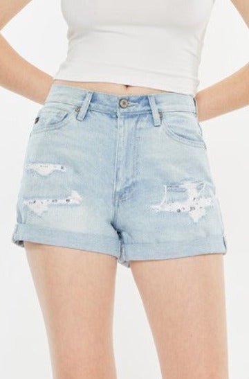 Layne High Rise Distressed Denim Mom Shorts - Driftwood Boutique