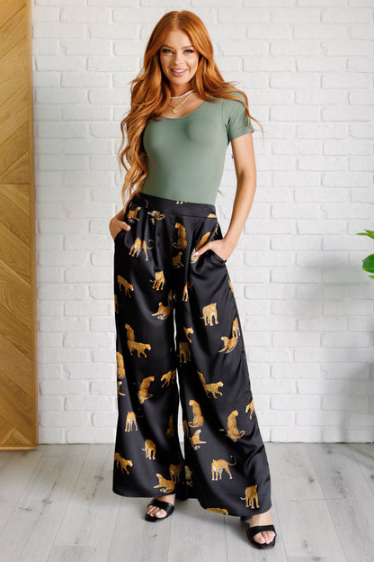 Legendary in Leopard Satin Wide Leg Pants - Driftwood Boutique