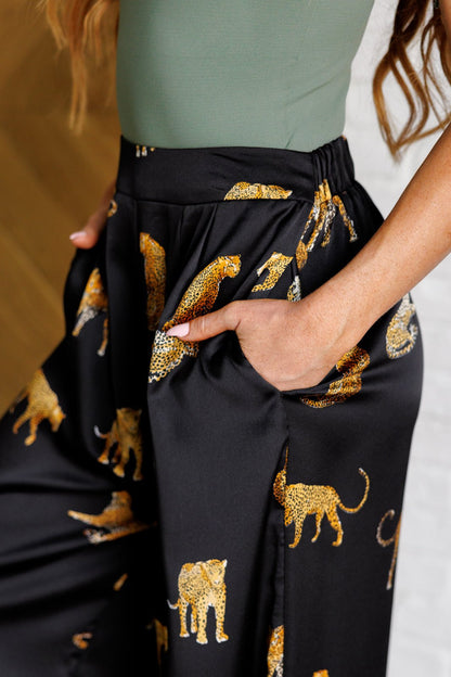 Legendary in Leopard Satin Wide Leg Pants - Driftwood Boutique