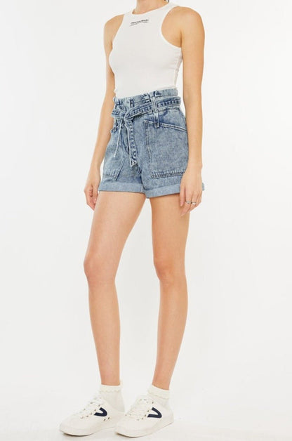Leigh Ultra High Rise Paperbag Denim Shorts - Driftwood Boutique
