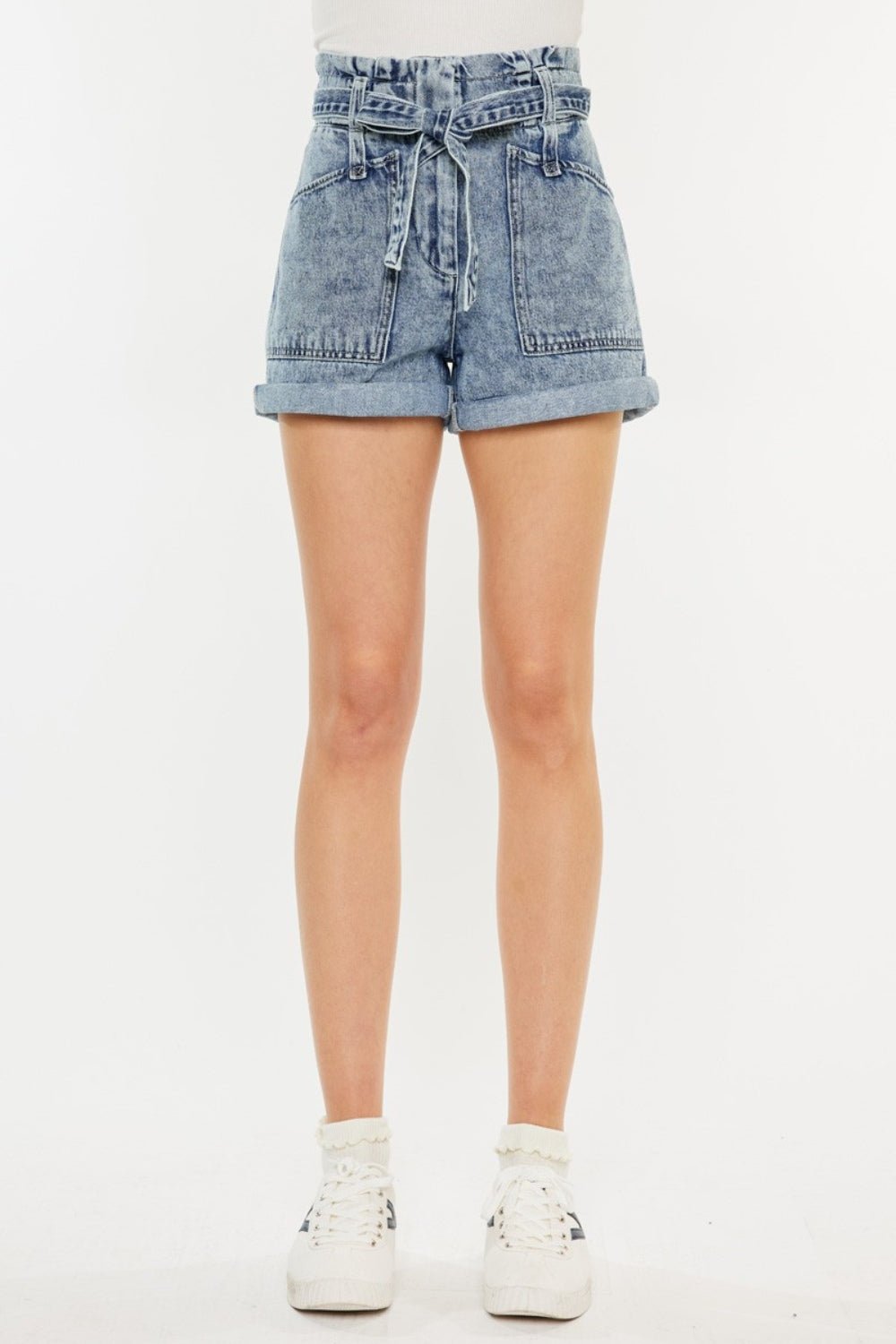 Leigh Ultra High Rise Paperbag Denim Shorts - Driftwood Boutique