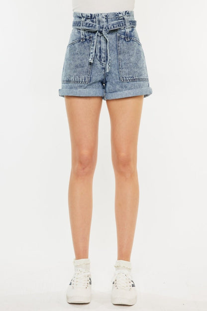 Leigh Ultra High Rise Paperbag Denim Shorts - Driftwood Boutique