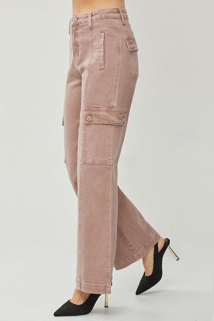 Leighanna High Rise Wide Leg Cargo Jeans - Driftwood Boutique