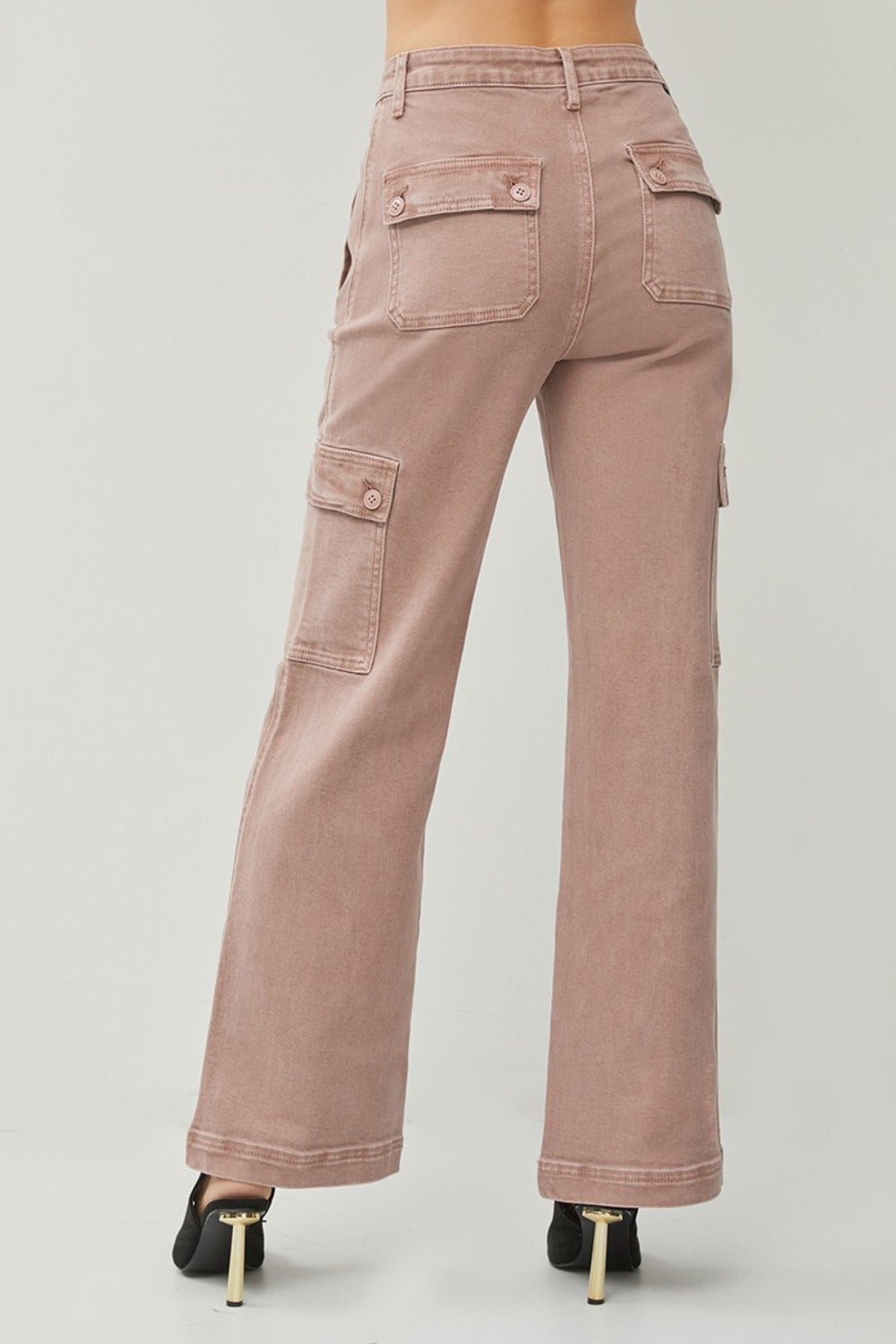 Leighanna High Rise Wide Leg Cargo Jeans - Driftwood Boutique