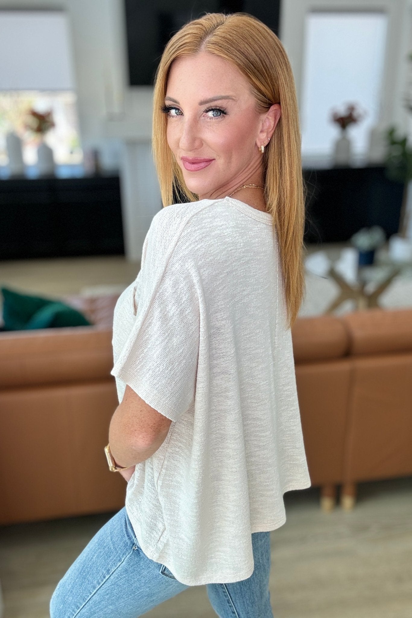 Let Light be Light Drop Shoulder Oversized Tee in Sand Beige - Driftwood Boutique