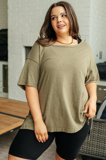 Let Me Live Relaxed Tee in Army - Driftwood Boutique