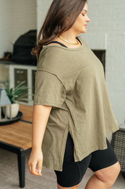 Let Me Live Relaxed Tee in Army - Driftwood Boutique