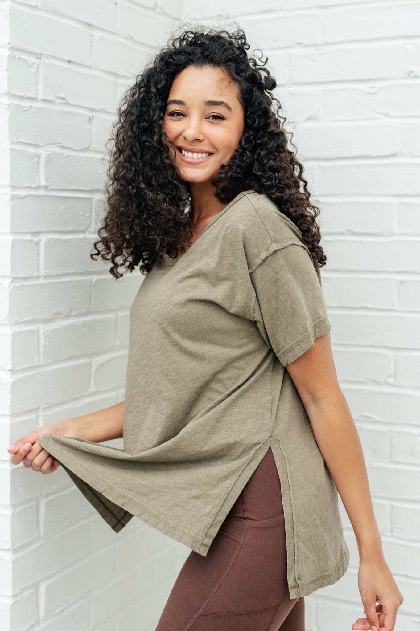 Let Me Live Relaxed Tee in Army - Driftwood Boutique