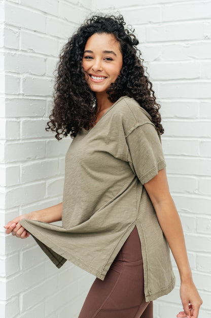 Let Me Live Relaxed Tee in Army - Driftwood Boutique