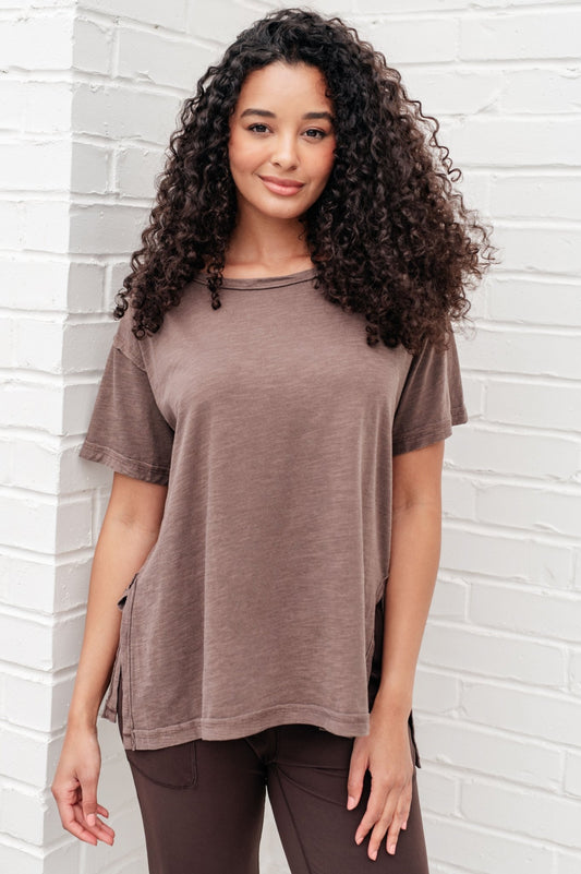 Let Me Live Relaxed Tee in Brown - Driftwood Boutique