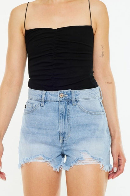Lily High Rise Raw Hem Distressed Denim Shorts - Driftwood Boutique
