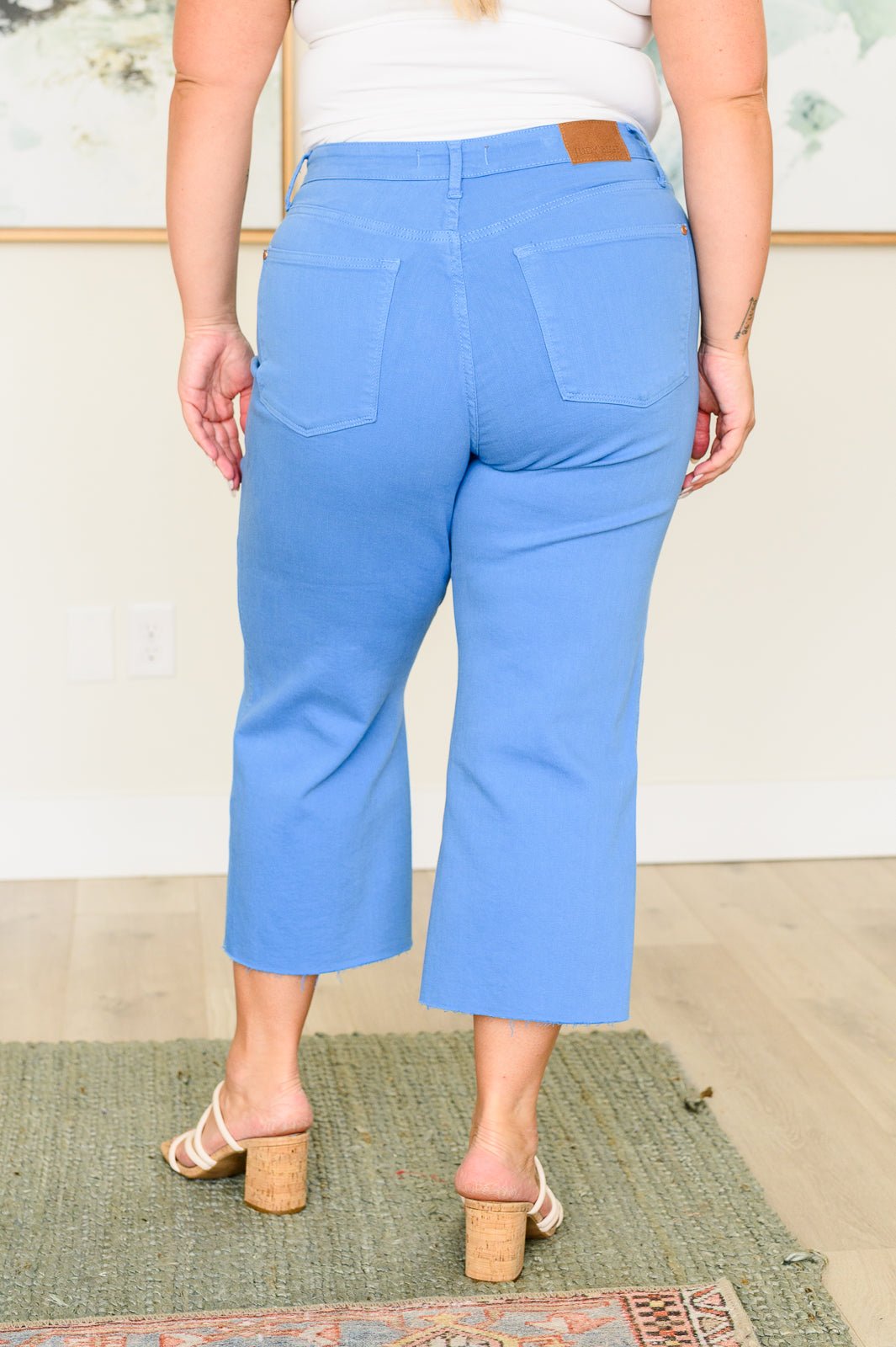 Lisa High Rise Control Top Wide Leg Crop Jeans in Sky Blue - Driftwood Boutique