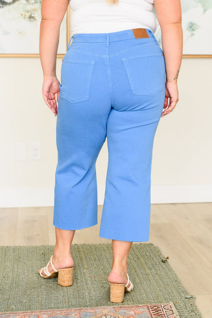 Lisa High Rise Control Top Wide Leg Crop Jeans in Sky Blue - Driftwood Boutique