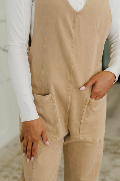 Little Miss Picnic V - Neck Jumpsuit in Brush - Driftwood Boutique