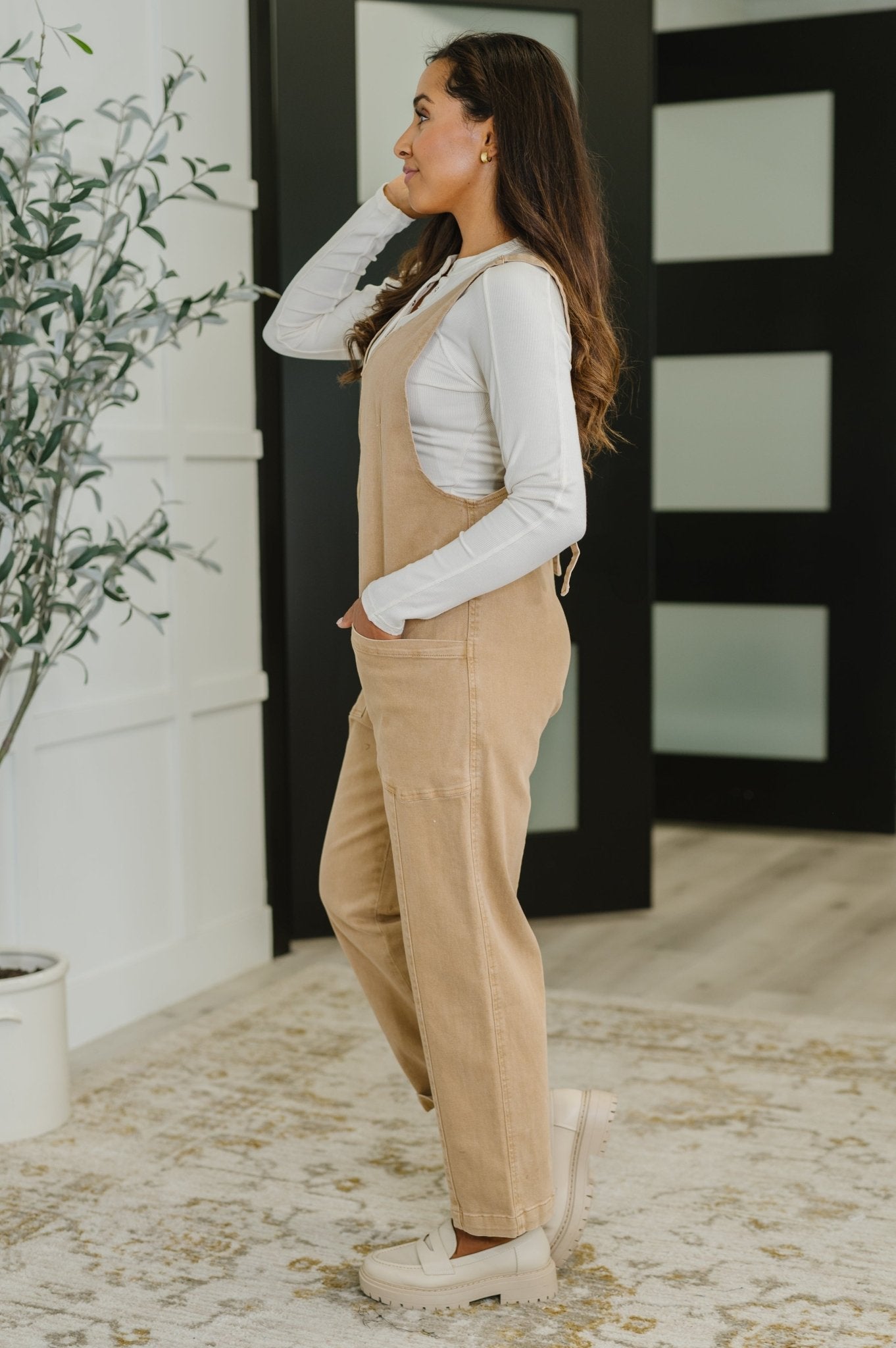 Little Miss Picnic V - Neck Jumpsuit in Brush - Driftwood Boutique