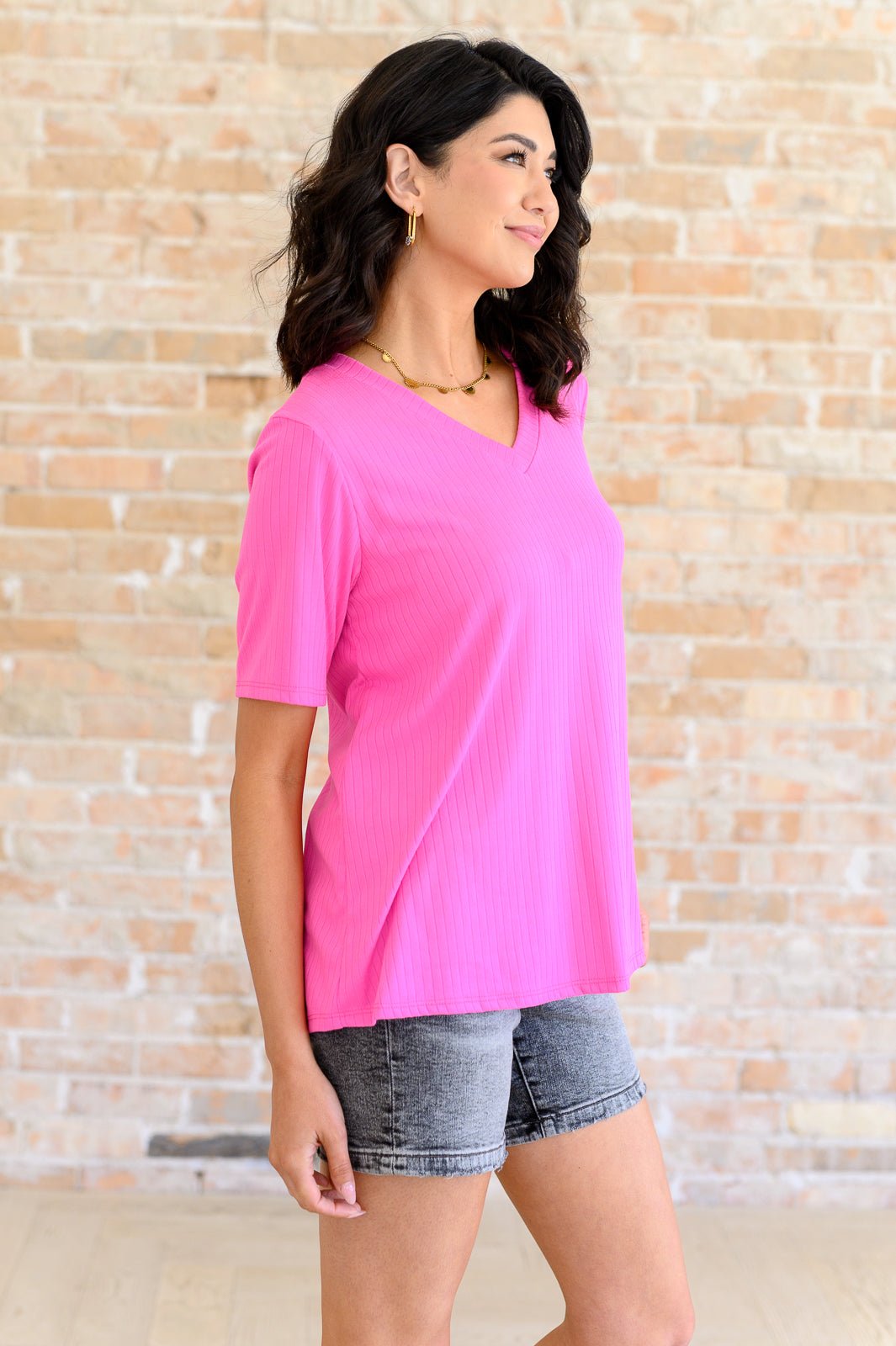 Lonesome Valley V - Neck Ribbed Top - Driftwood Boutique