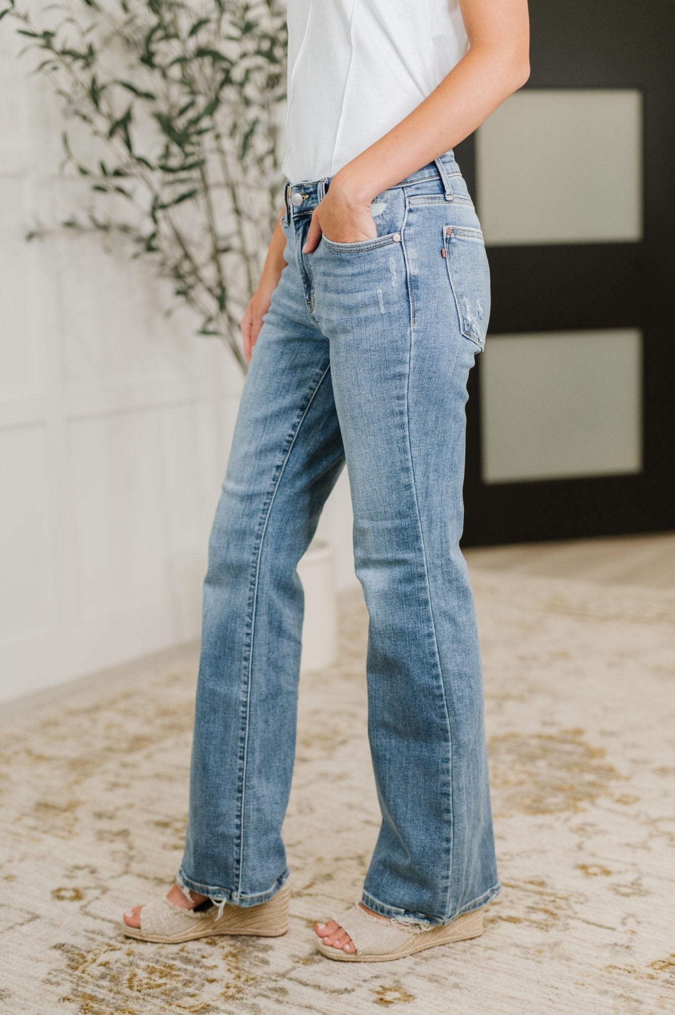 Lorena Mid Rise Vintage Wash Bootcut Jeans - Driftwood Boutique
