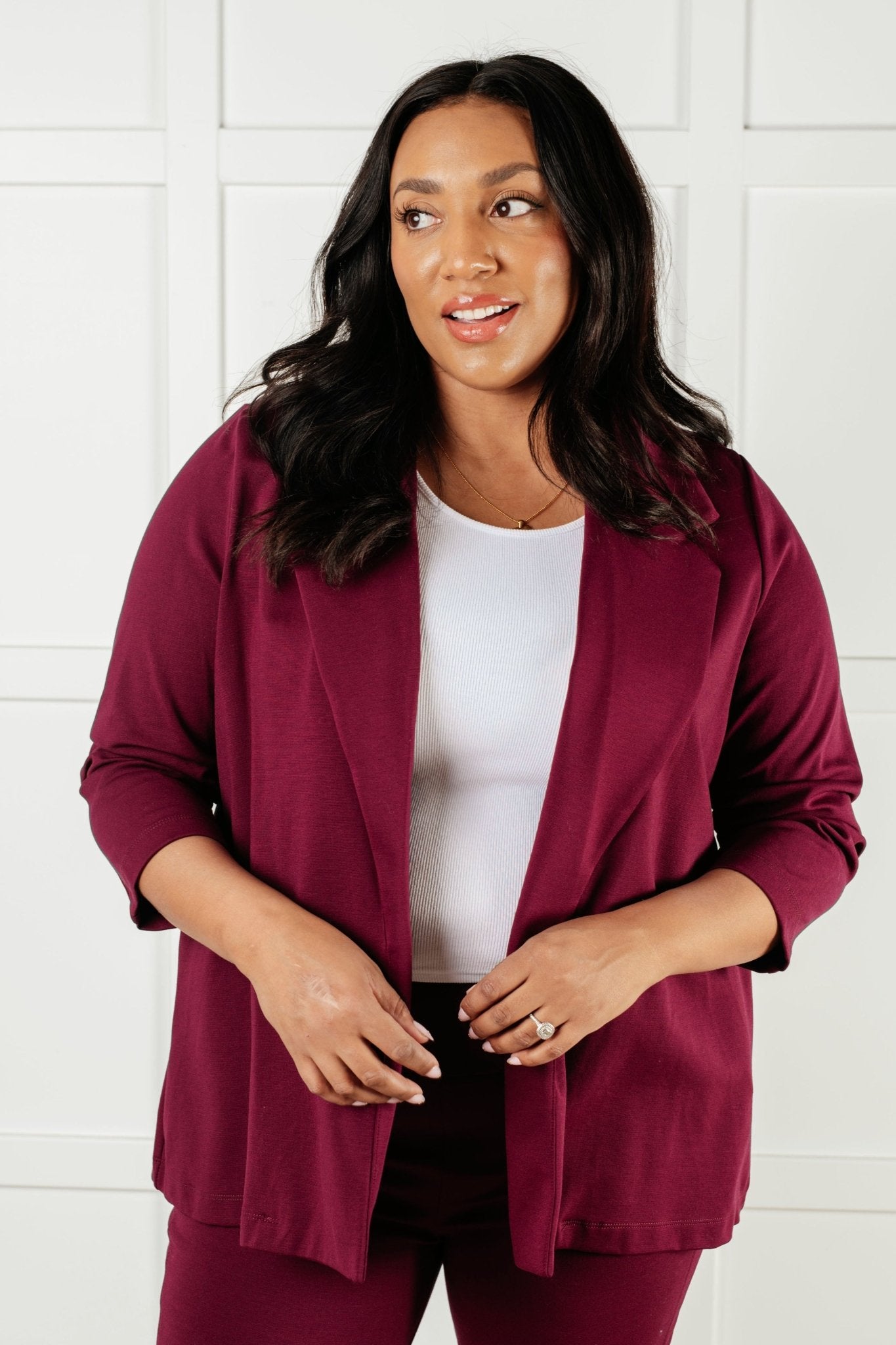 Magic 3/4 Blazer in Wine - Driftwood Boutique