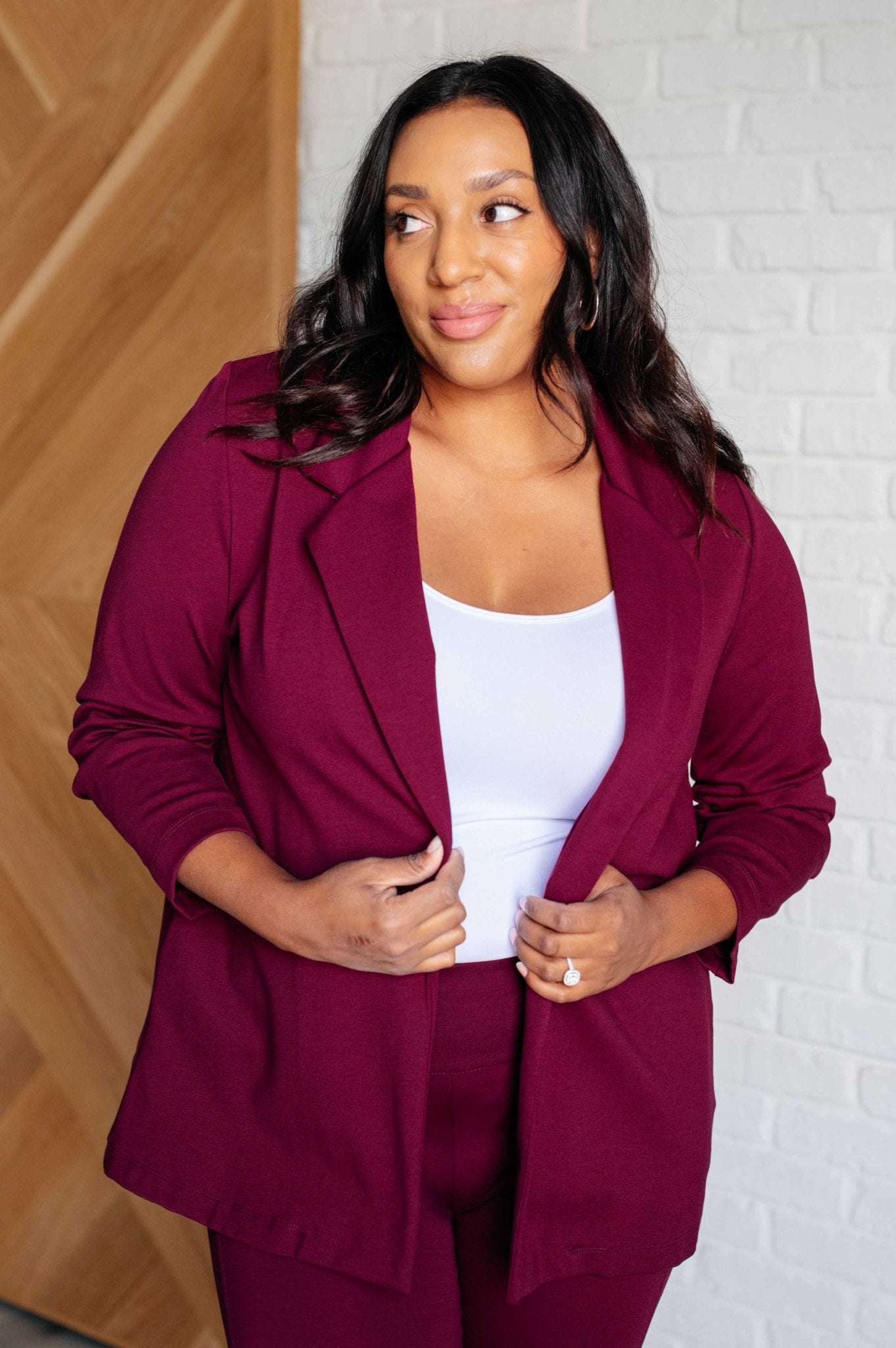 Magic 3/4 Blazer in Wine - Driftwood Boutique