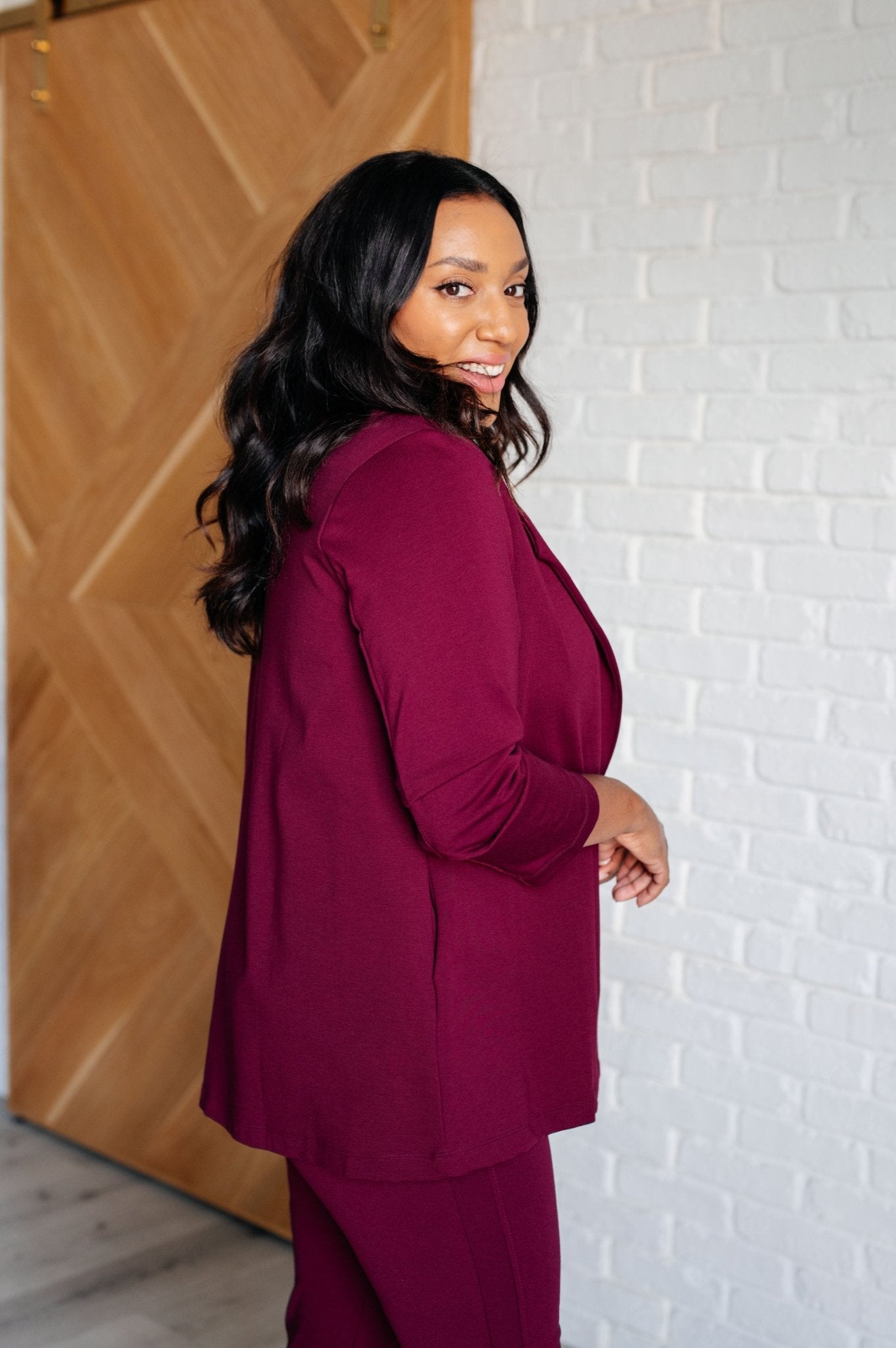 Magic 3/4 Blazer in Wine - Driftwood Boutique