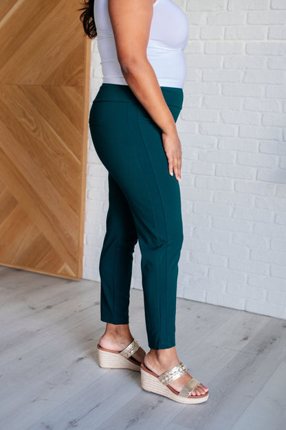 Magic Ankle Crop Skinny Pants in Hunter Green - Driftwood Boutique