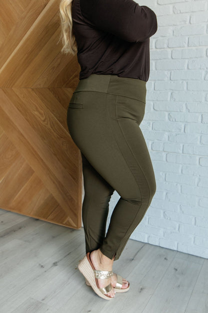 Magic Ankle Crop Skinny Pants in Olive - Driftwood Boutique