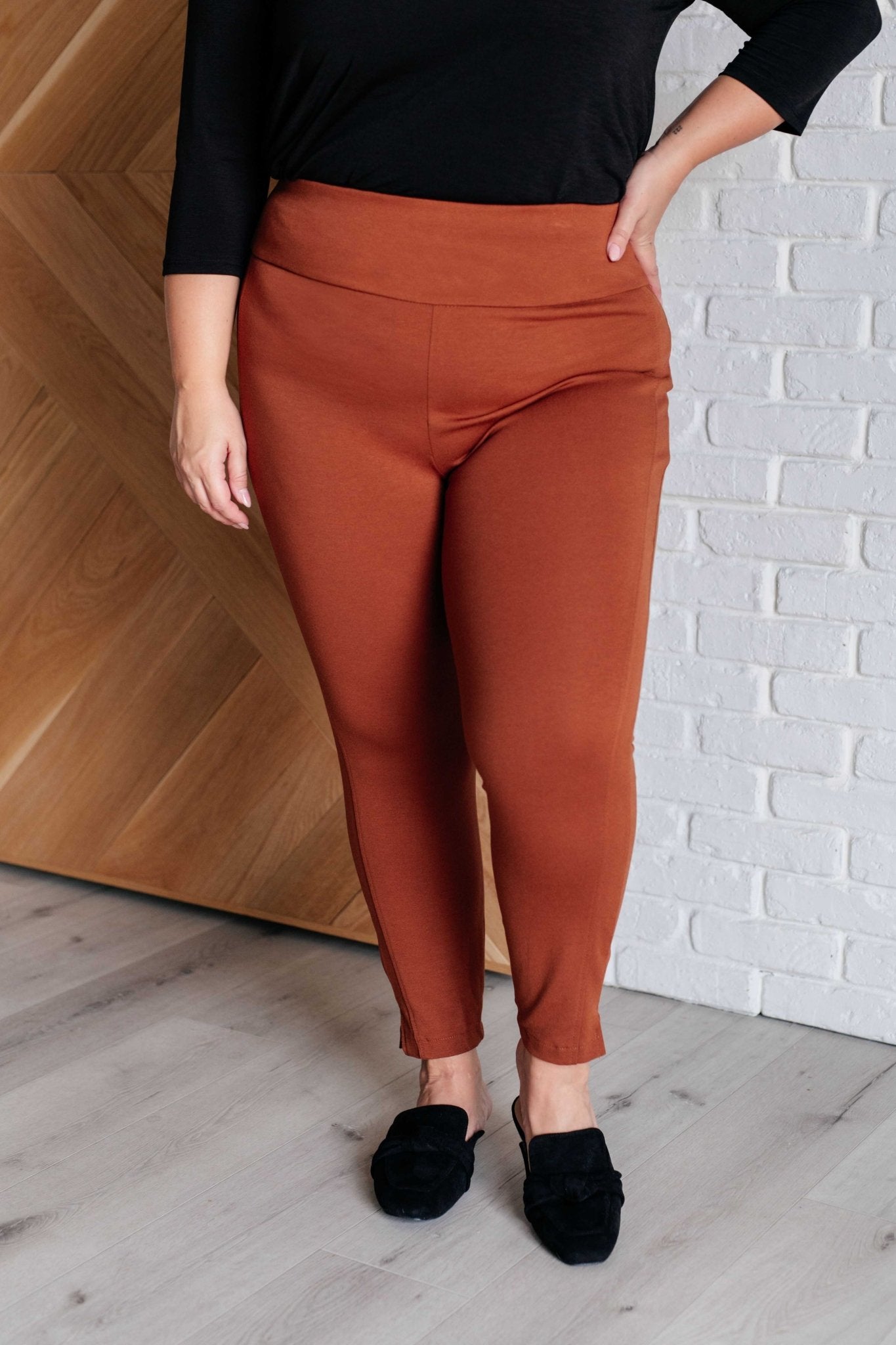 Magic Ankle Crop Skinny Pants in Rust - Driftwood Boutique