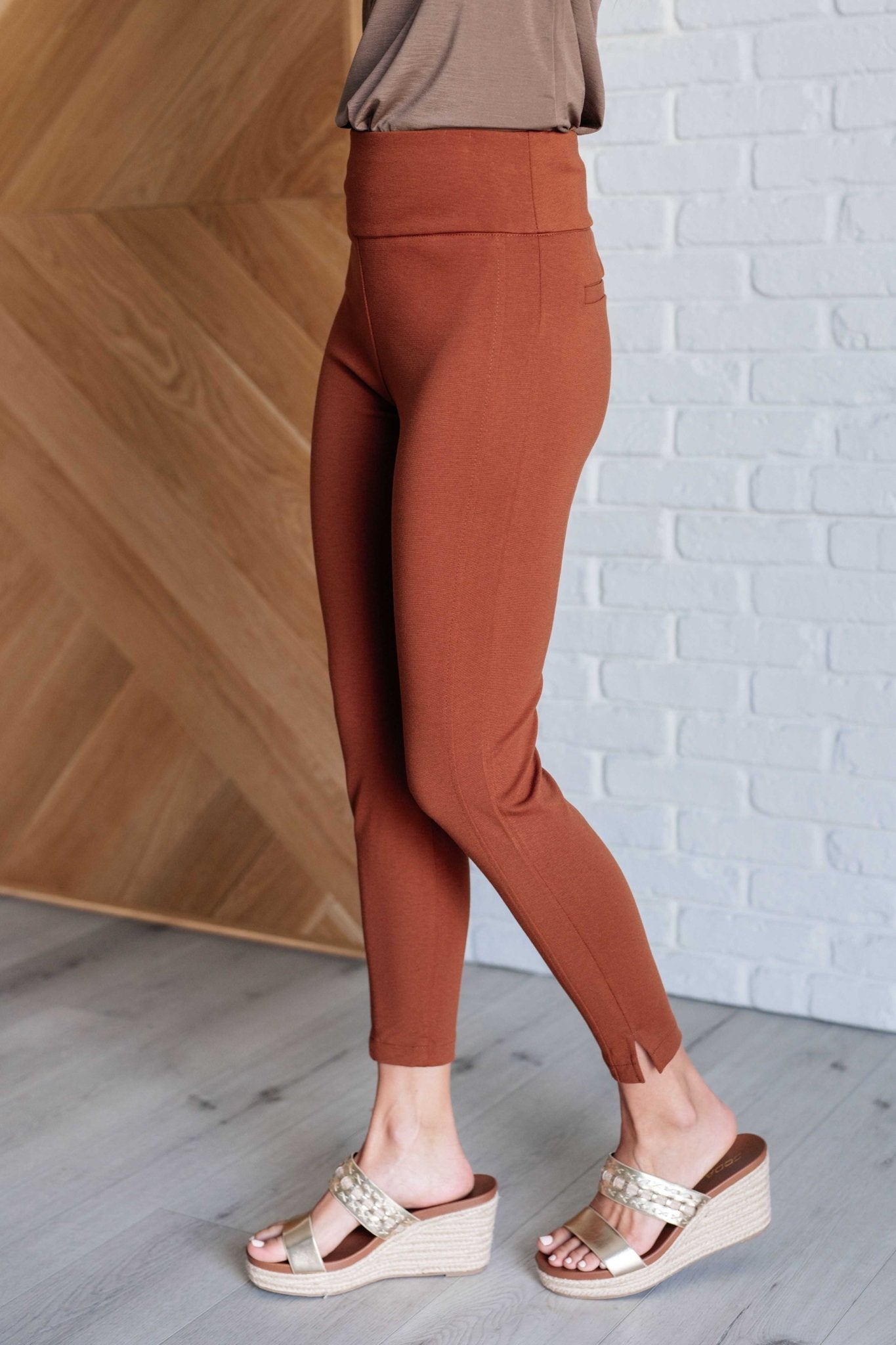 Magic Ankle Crop Skinny Pants in Rust - Driftwood Boutique