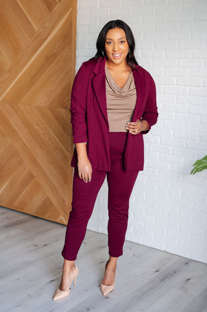 Magic Ankle Crop Skinny Pants in Wine - Driftwood Boutique