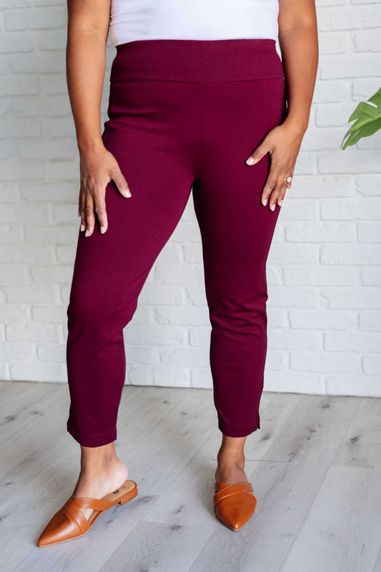 Magic Ankle Crop Skinny Pants in Wine - Driftwood Boutique