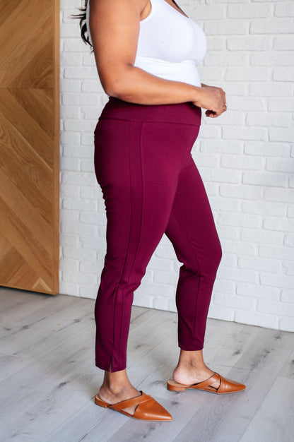 Magic Ankle Crop Skinny Pants in Wine - Driftwood Boutique
