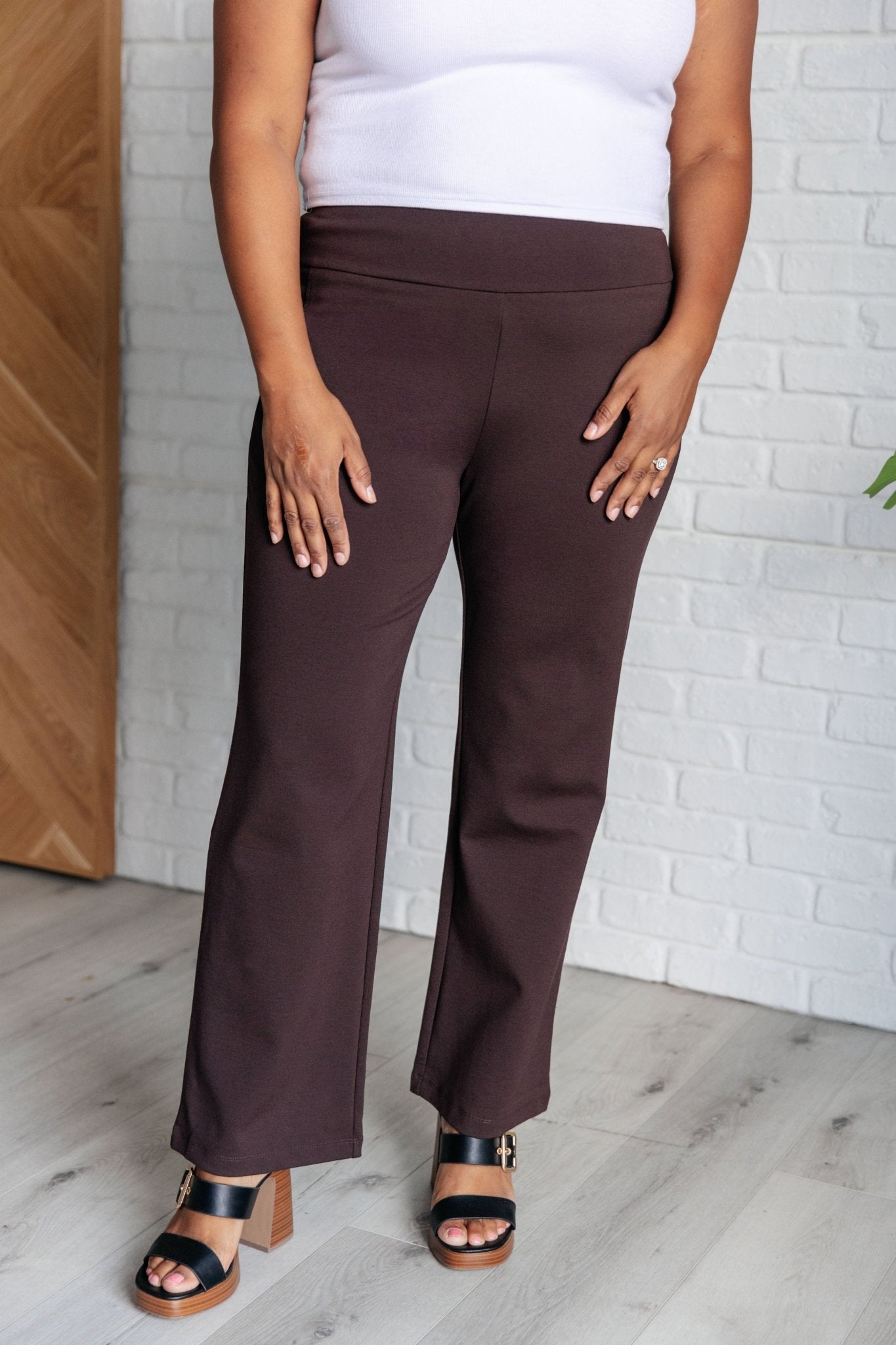 Magic Straight Pants in Chocolate - Driftwood Boutique