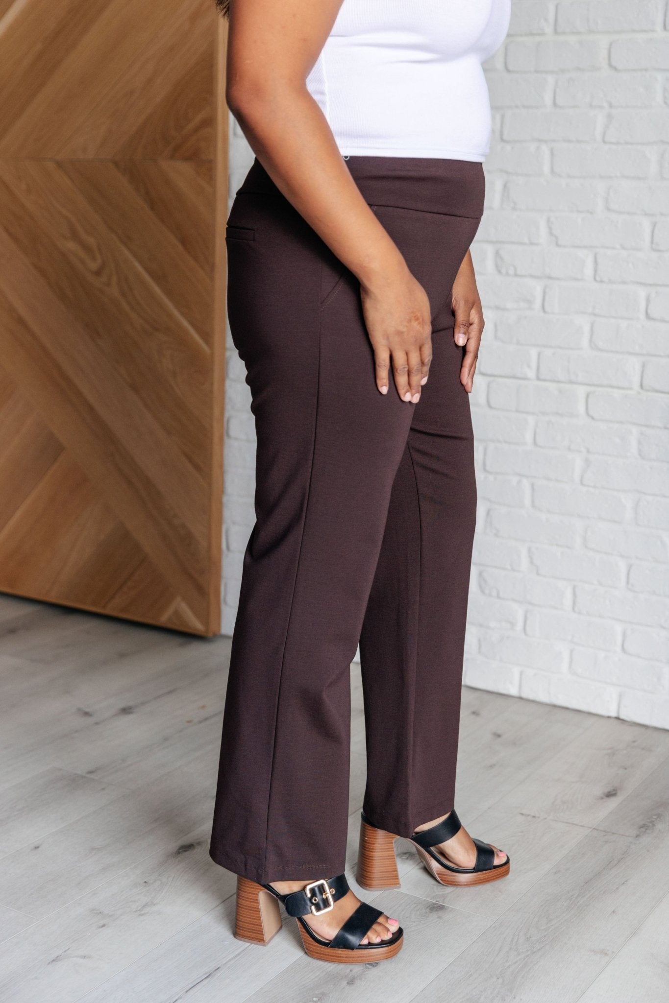 Magic Straight Pants in Chocolate - Driftwood Boutique