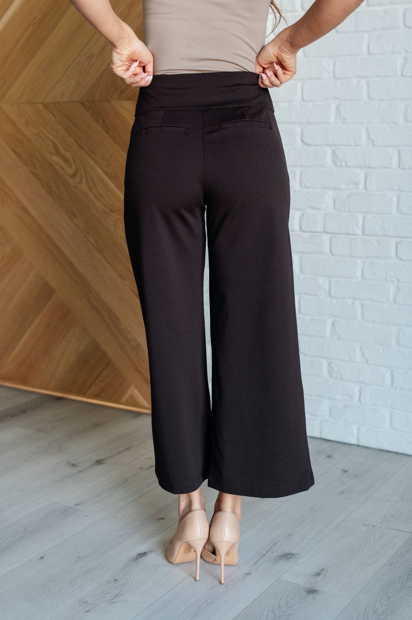 Magic Wide Leg Crop Pants in Chocolate - Driftwood Boutique