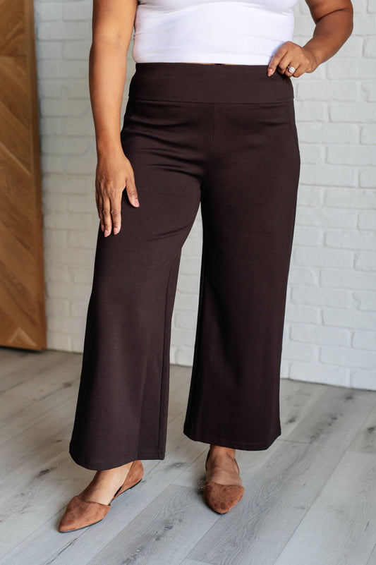 Magic Wide Leg Crop Pants in Chocolate - Driftwood Boutique