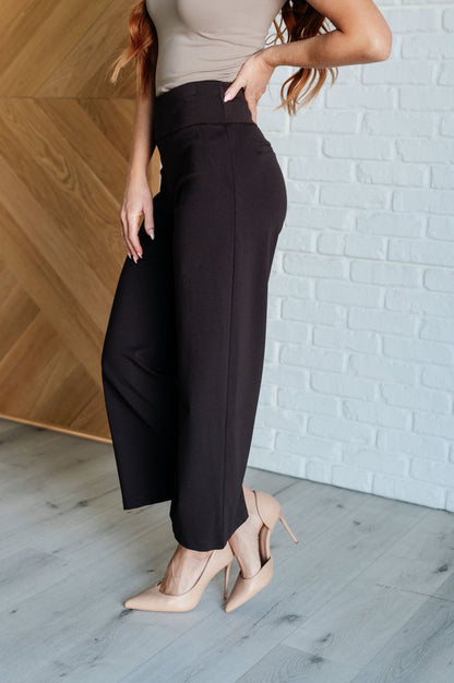 Magic Wide Leg Crop Pants in Chocolate - Driftwood Boutique