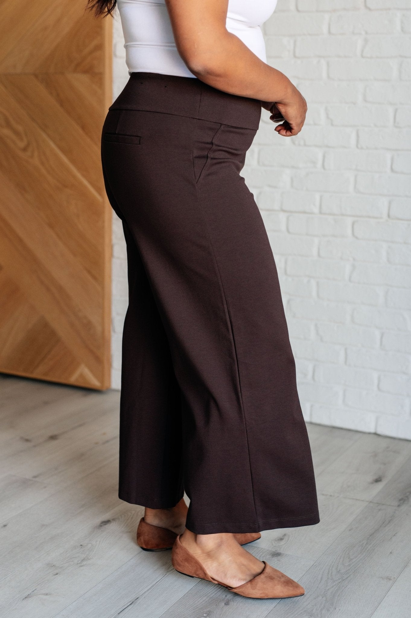 Magic Wide Leg Crop Pants in Chocolate - Driftwood Boutique