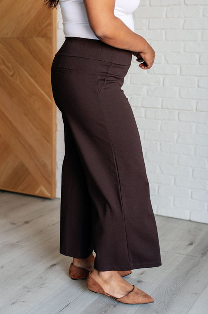 Magic Wide Leg Crop Pants in Chocolate - Driftwood Boutique