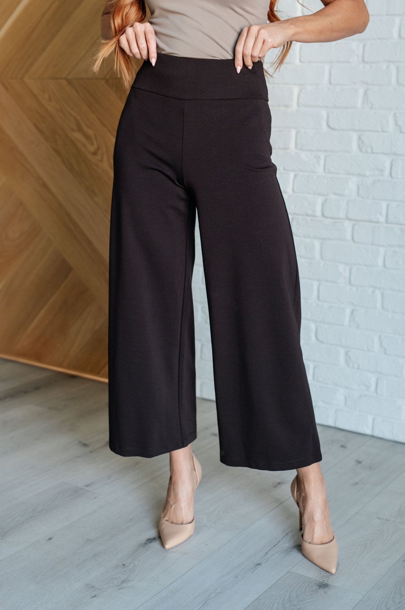 Magic Wide Leg Crop Pants in Chocolate - Driftwood Boutique