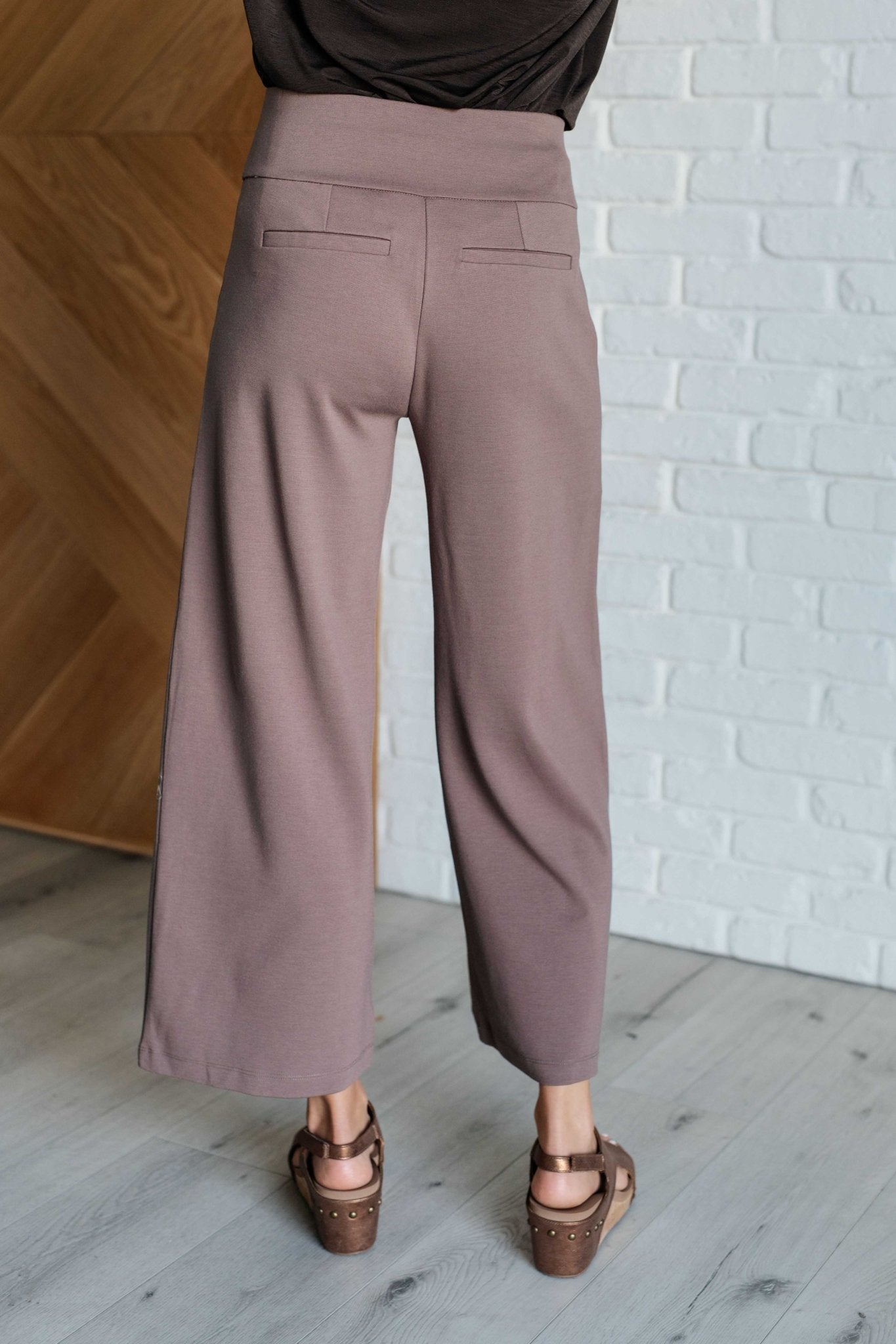 Magic Wide Leg Crop Pants in Dark Mocha - Driftwood Boutique