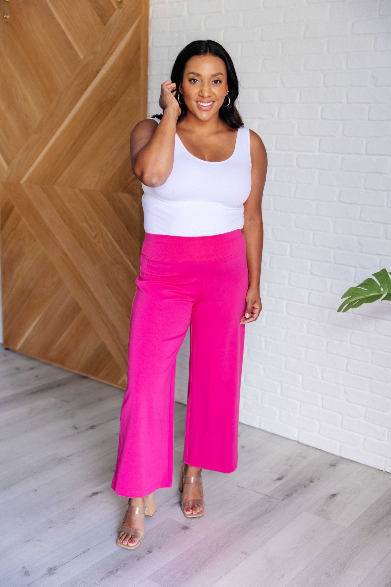 Magic Wide Leg Crop Pants in Hot Pink - Driftwood Boutique