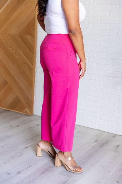 Magic Wide Leg Crop Pants in Hot Pink - Driftwood Boutique