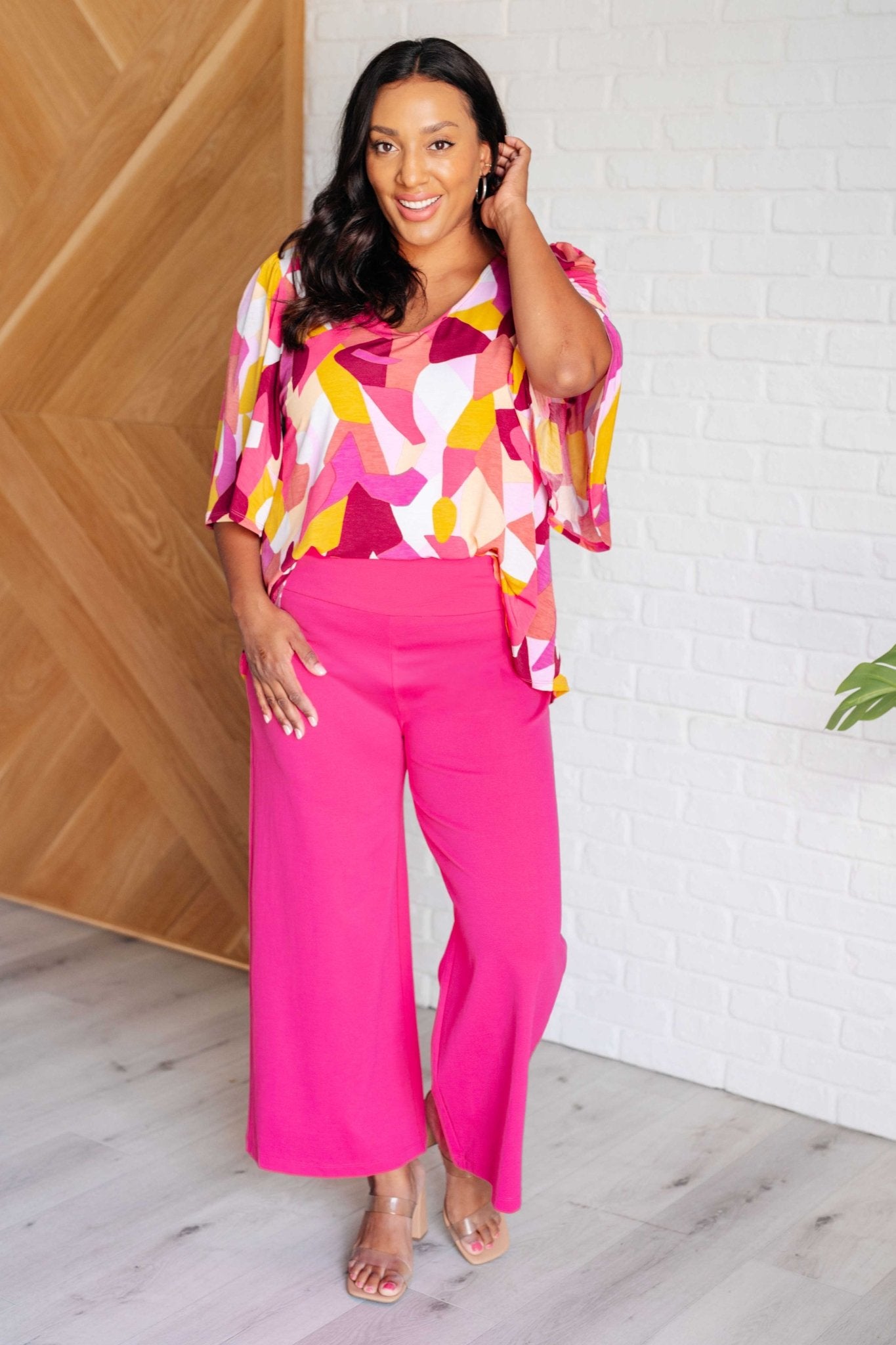 Magic Wide Leg Crop Pants in Hot Pink - Driftwood Boutique