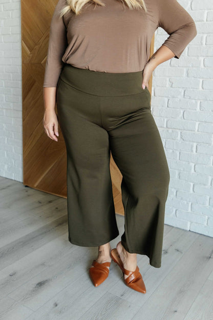 Magic Wide Leg Crop Pants in Olive - Driftwood Boutique