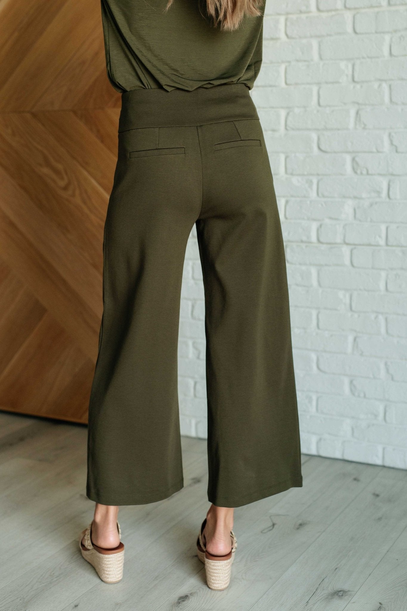 Magic Wide Leg Crop Pants in Olive - Driftwood Boutique
