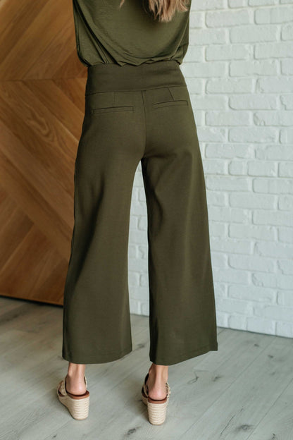Magic Wide Leg Crop Pants in Olive - Driftwood Boutique
