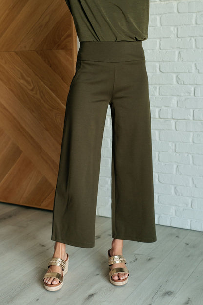 Magic Wide Leg Crop Pants in Olive - Driftwood Boutique